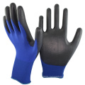 NMSAFETY 18 gauge dark blue nylon liner pu coated gloves